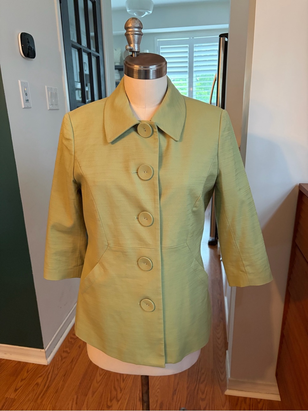 Dalia Collection Pistachio Green Structured Retro Jacket